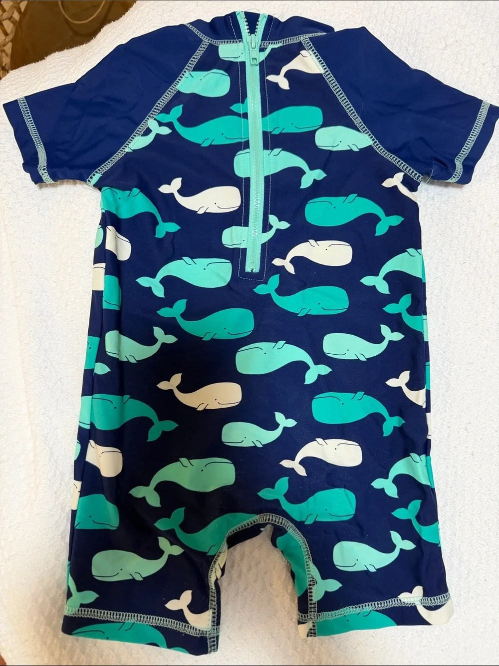 Kids Navy Whale Print One-Piece Swim Suit